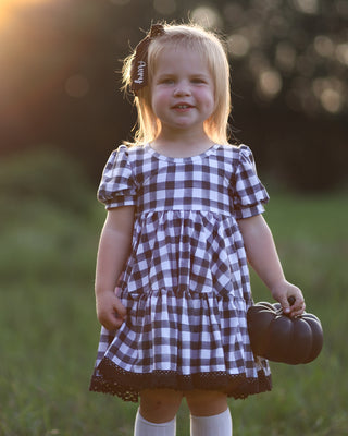 Tiered Twirl Dress | Buffalo Plaid in Black - Eliza Cate and Co