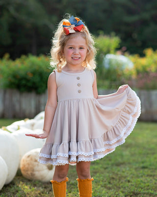 Ribbed Twirl Dress | Sand - Eliza Cate and Co