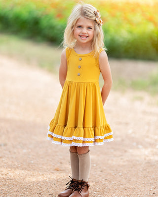 Ribbed Twirl Dress | Dandelion - Eliza Cate and Co