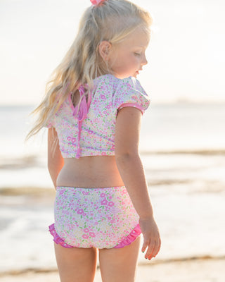 Puff Sleeve Two Piece | Bitty Blooms in Summer Pink - Eliza Cate and Co