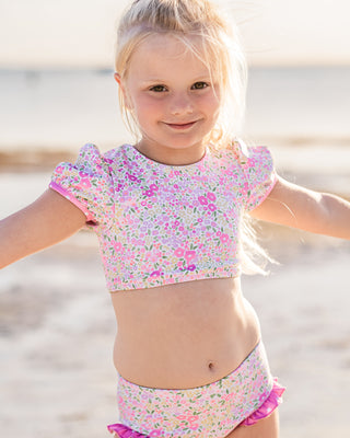 Puff Sleeve Two Piece | Bitty Blooms in Summer Pink - Eliza Cate and Co