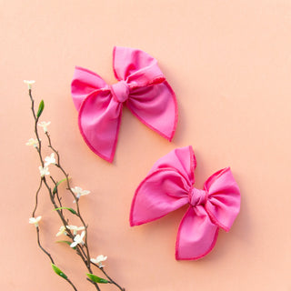 Flamingo | Pigtail Set - Petite Party Bow - Eliza Cate and Co