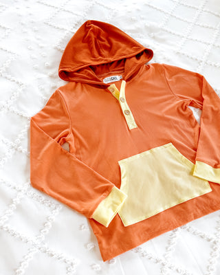 Hoodie Ribbed Shirt | Orange (Adult) - Eliza Cate and Co