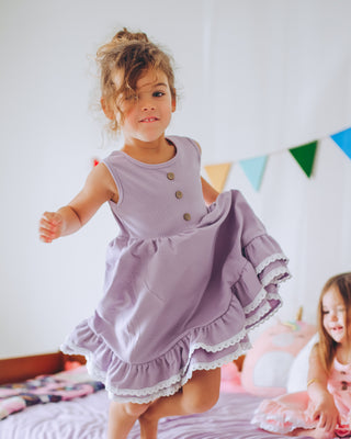 Ribbed Twirl Dress | Lavender - Eliza Cate and Co