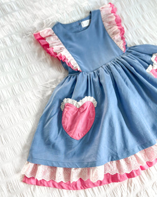 Pinafore Pocket Dress | Hearts for You - Eliza Cate and Co