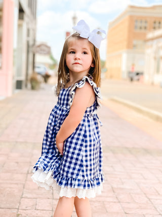 Shift Dress | Navy Gingham - Eliza Cate and Co